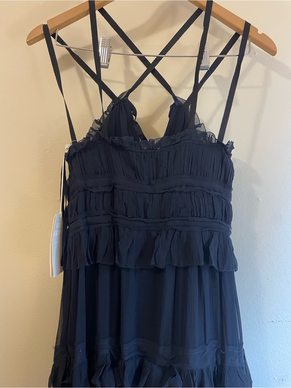 Ulla Johnson Agatha gown - Black Ruffled Tiered Maxi Dress with Strappy V-Neck - Picture 8 of 12